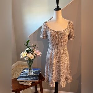MONTEAU Los Angeles Floral Dress Fitted Bustiers String Tie Close Ruffles